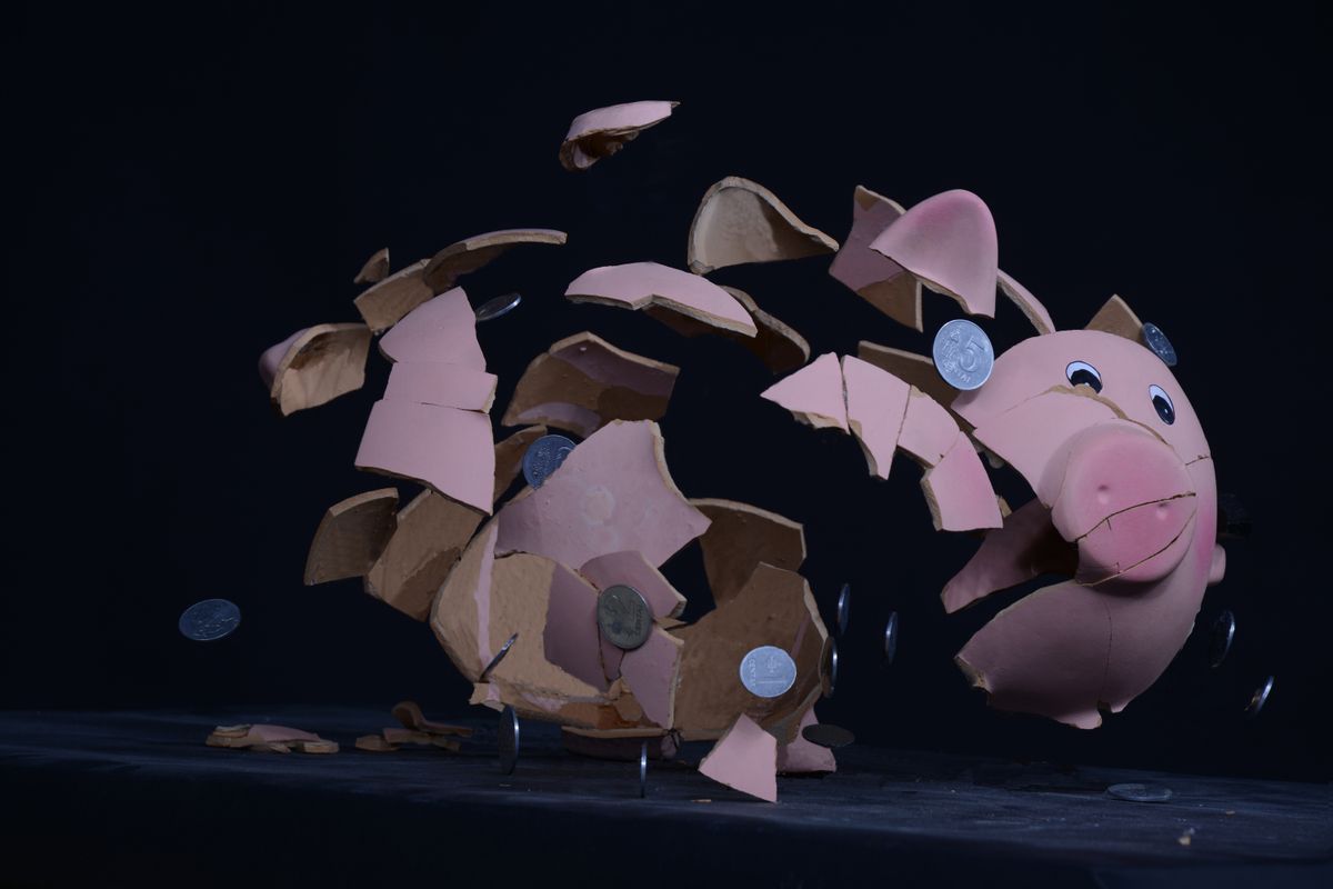 A broken piggy bank