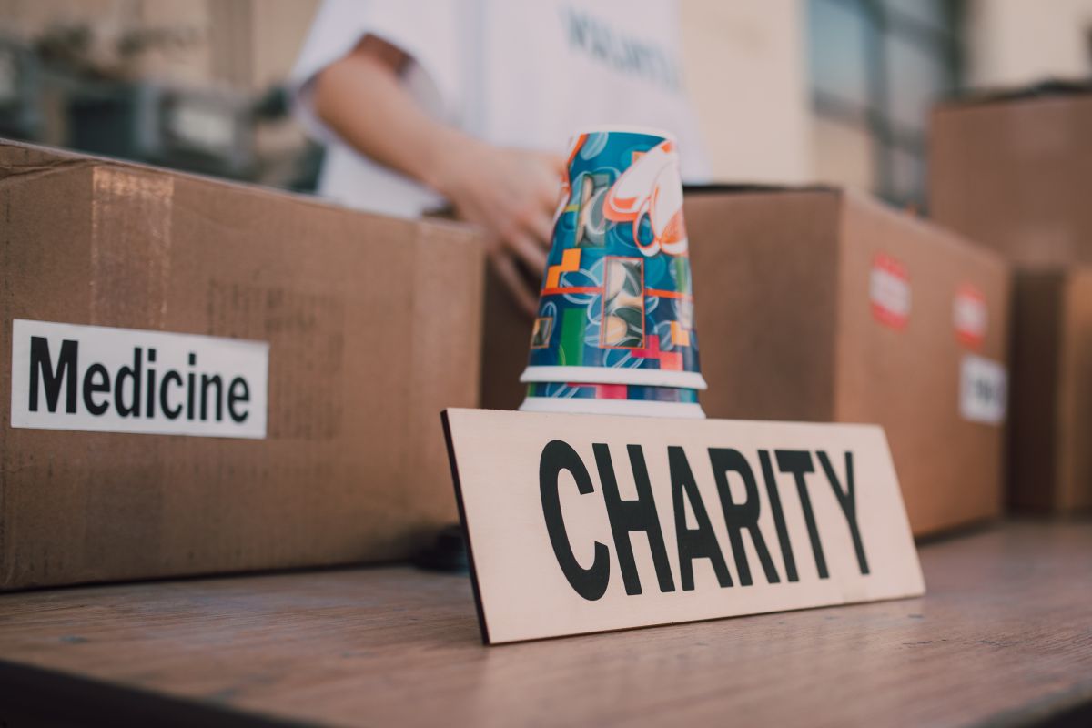 A charity donation box A charity donation box