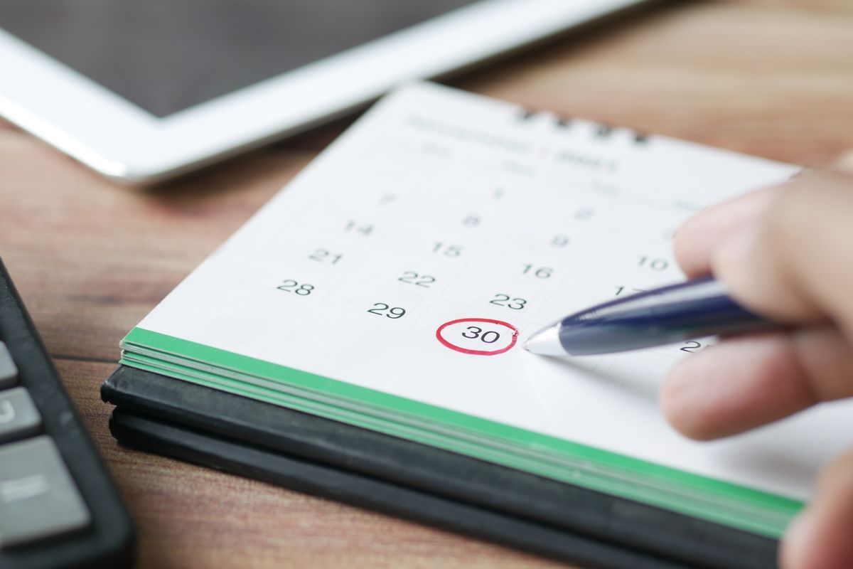 A date circled on a calendar