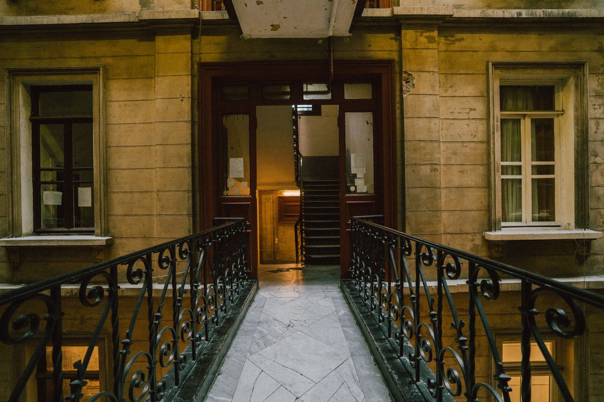 A narrow stairwell