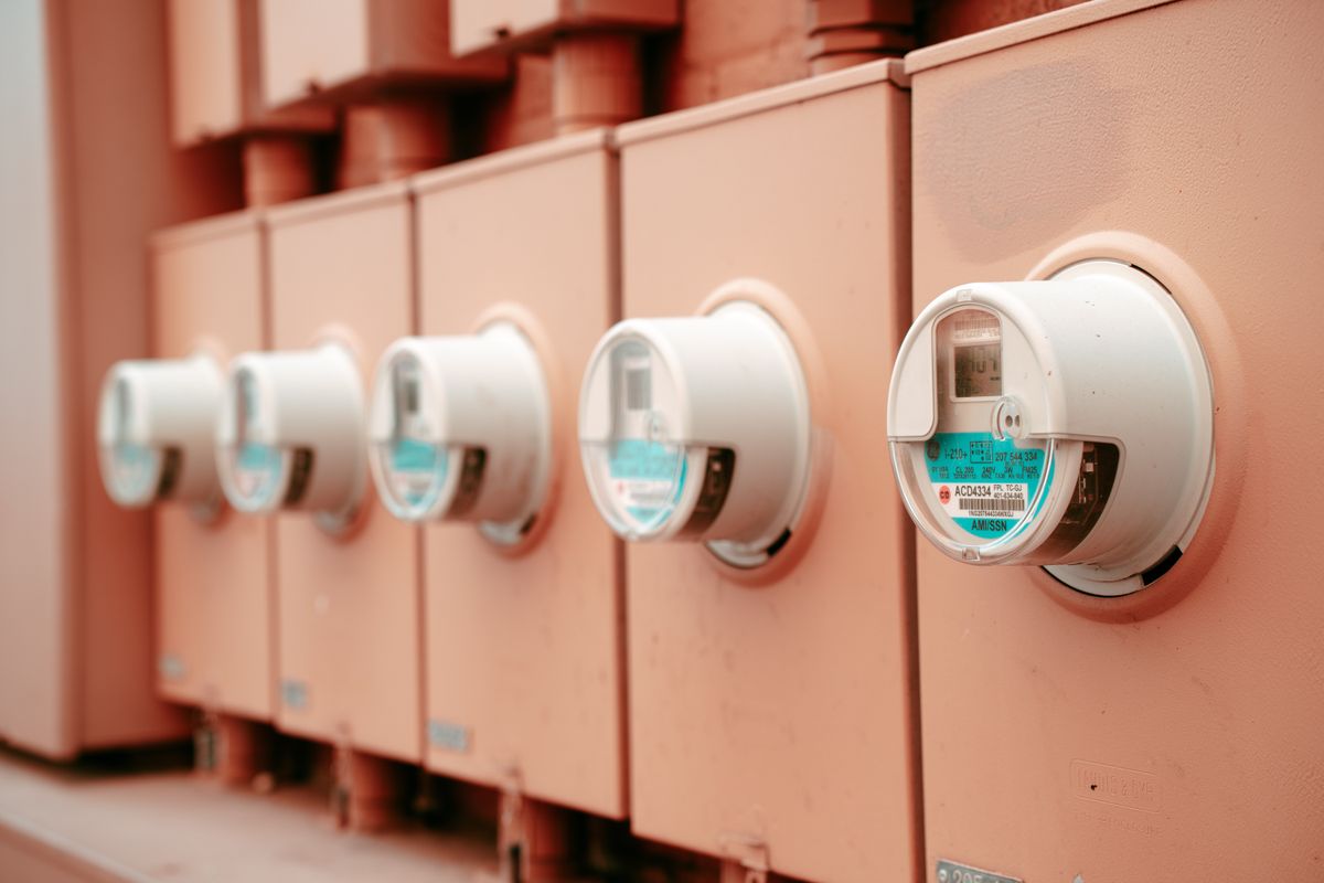 A row of domestic electricity meters