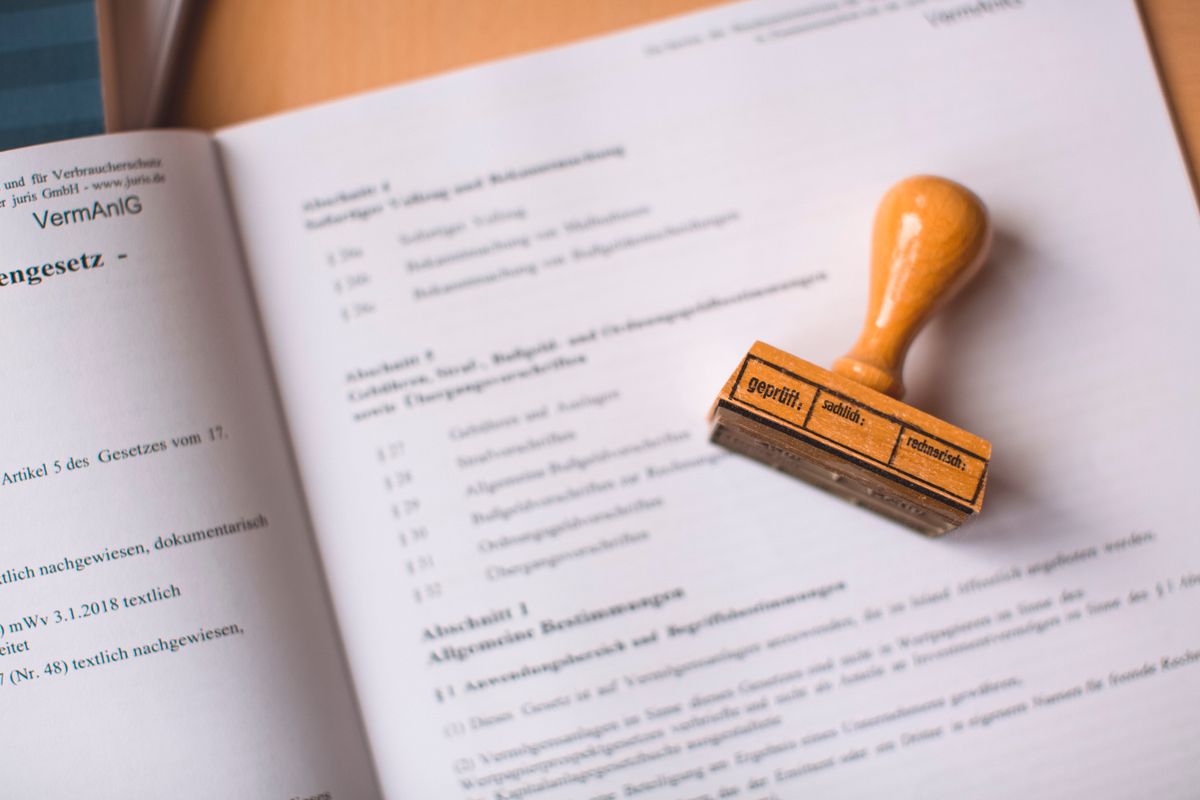 A rubber stamp on a document A rubber stamp on a document