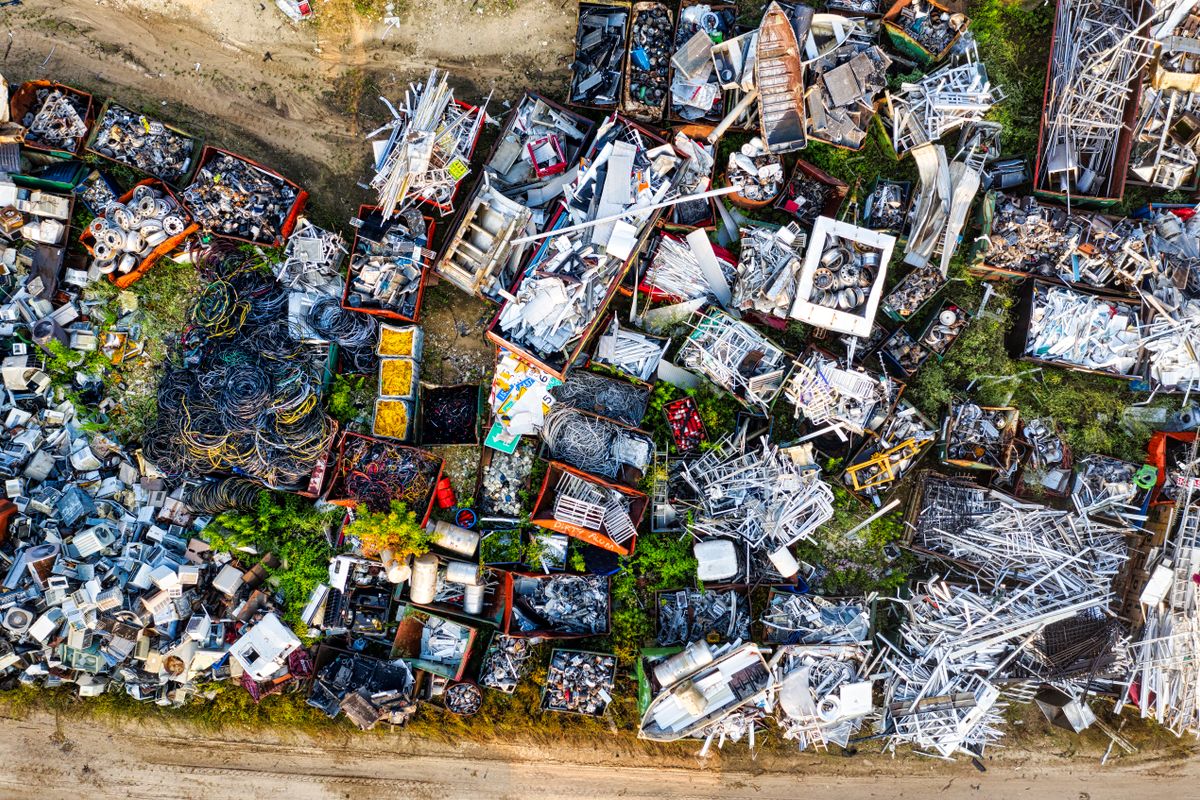 A scrap metal recycling yard