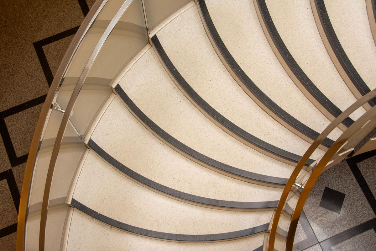 A spiral staircase handrail A spiral staircase handrail