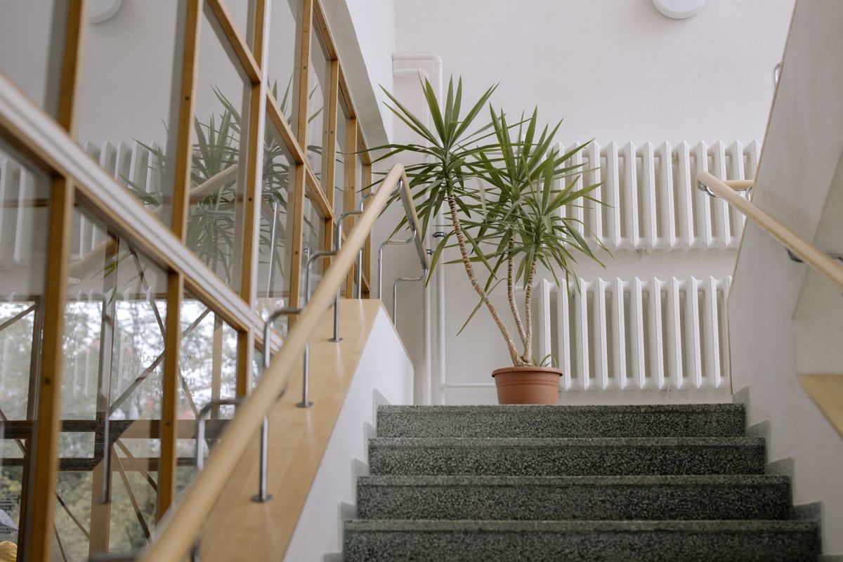 A staircase with a half landing A staircase with a half landing