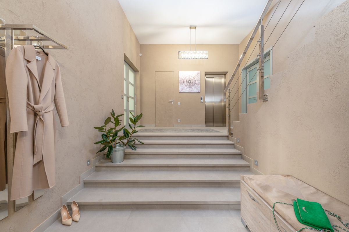 A stairwell in an apartment building A stairwell in an apartment building