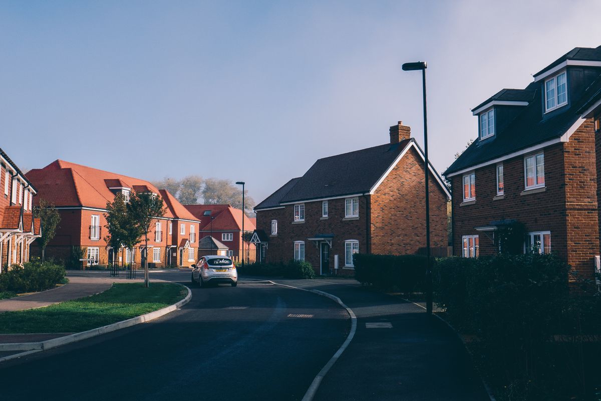 A street of modern British houses