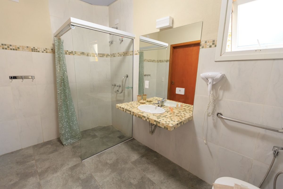 An accessible bathroom fitted with grab rails An accessible bathroom fitted with grab rails