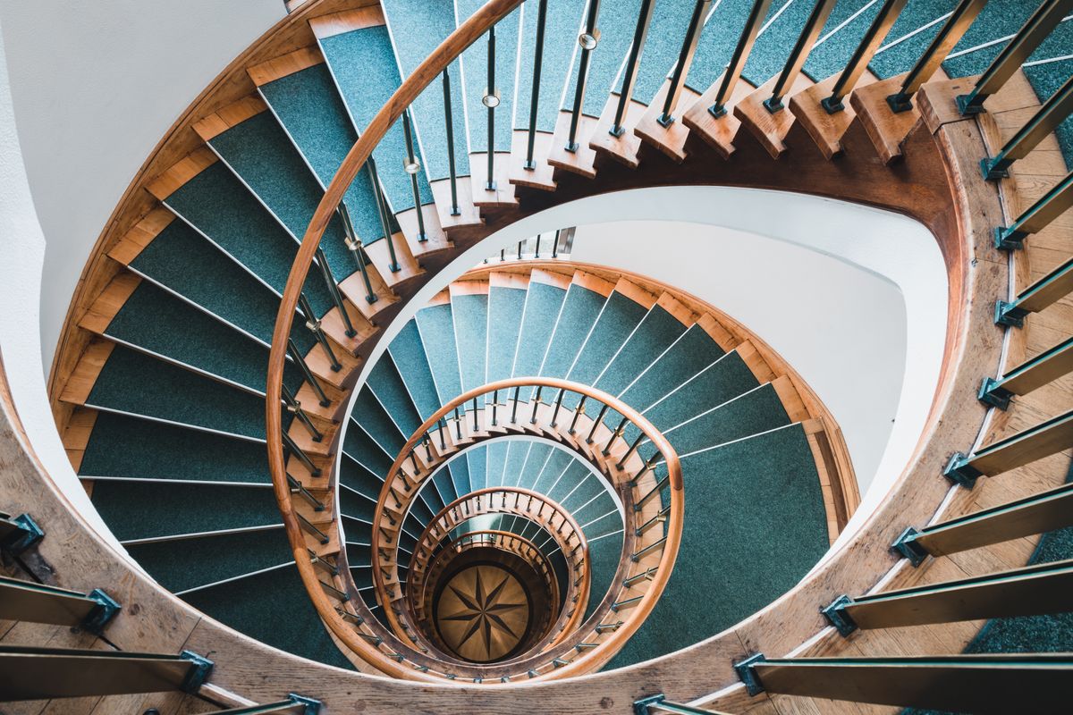 An ornate spiral staircase