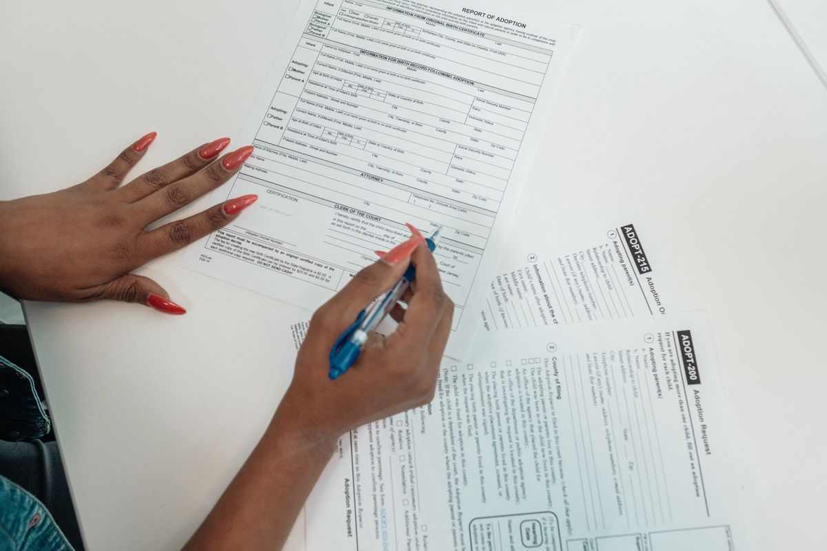 Filling in an application form