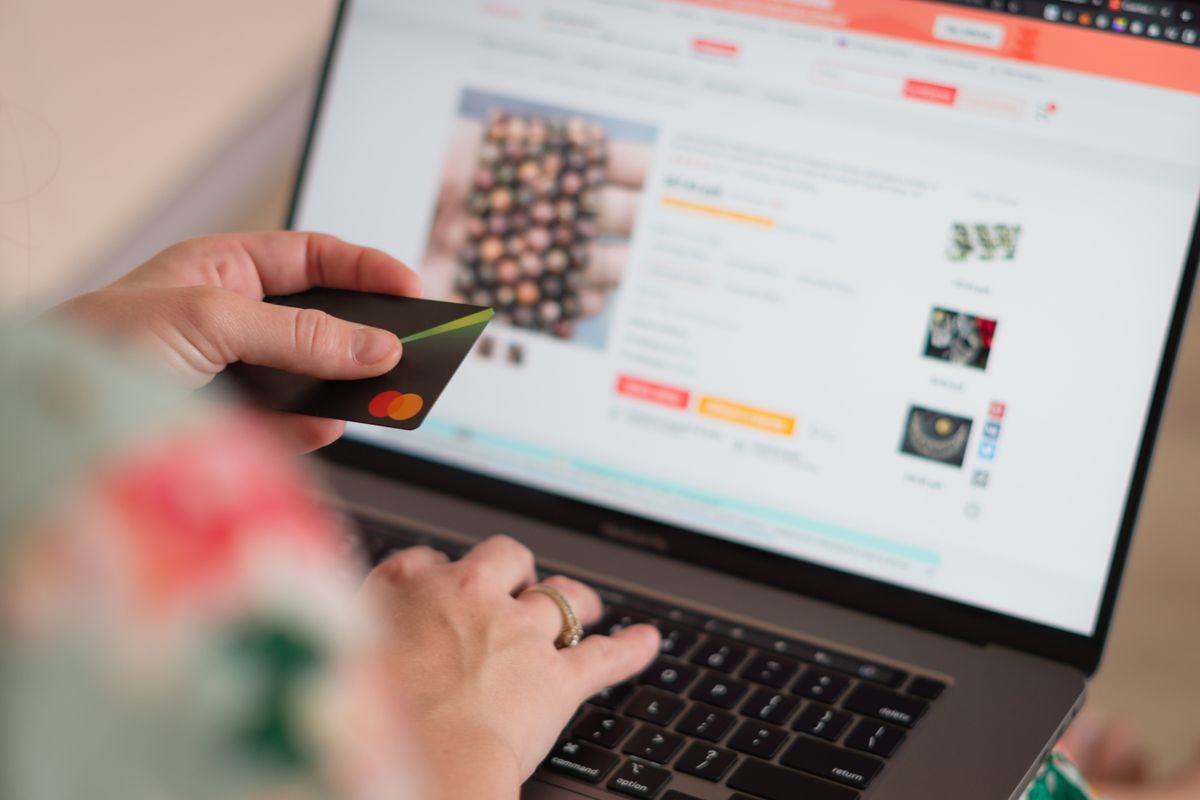Shopping online on a laptop Shopping online on a laptop