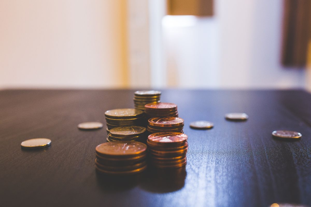 Stacked coins on a table
