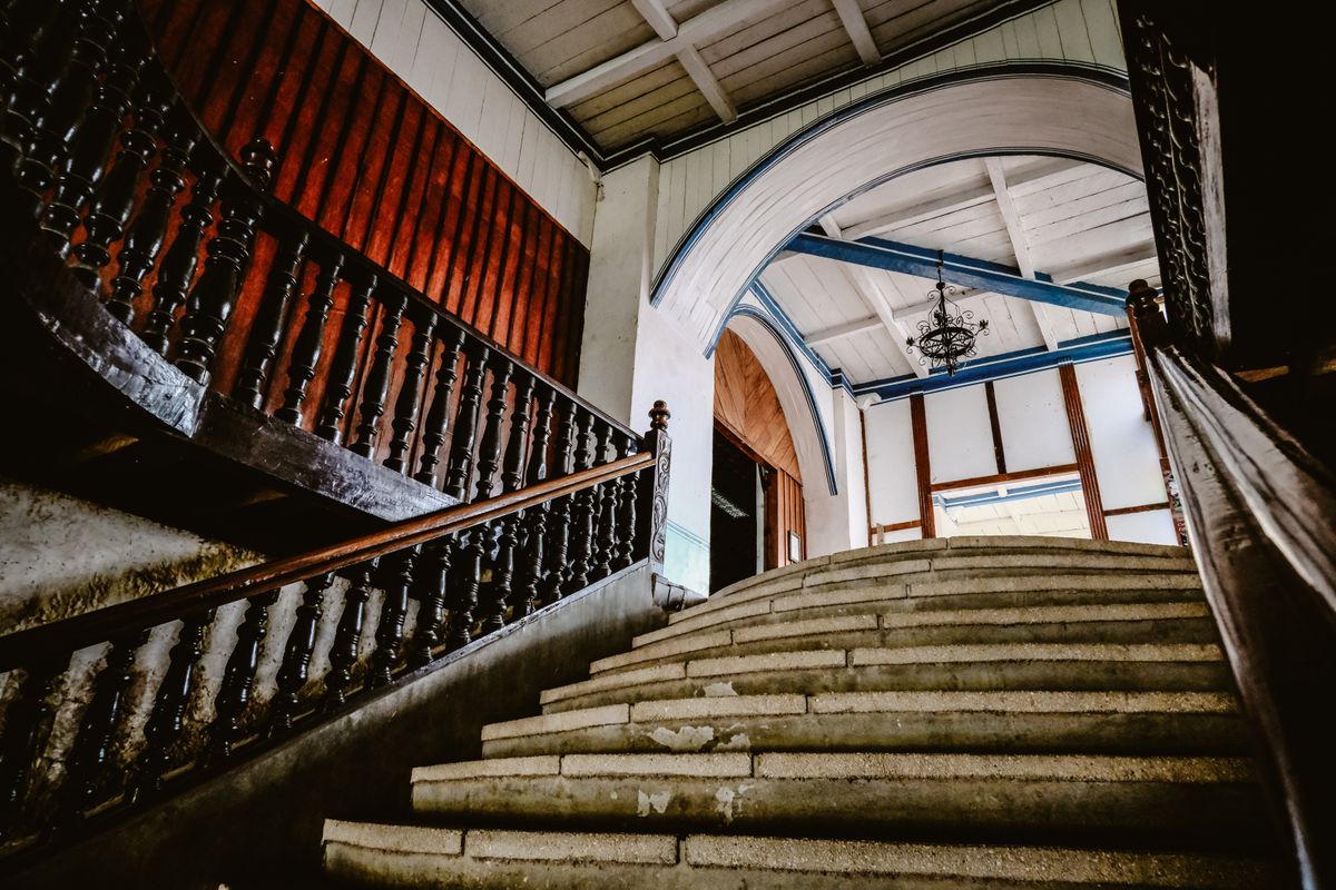 Steep stairs in an old building Steep stairs in an old building